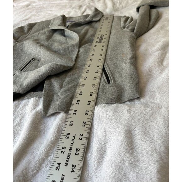 Vivienne Tam Womens Lurex Cropped Blazer Jacket Medium Gray with Silver Metallic - Picture 7 of 8